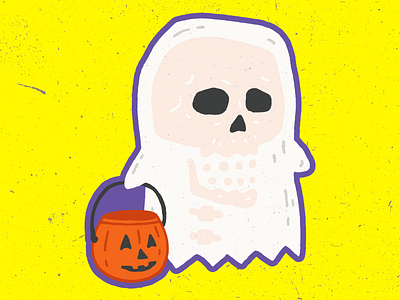 Ghost Sticker Concept candy ghost grunge hand drawn illustration pumpkin skull sticker texture trick or treat