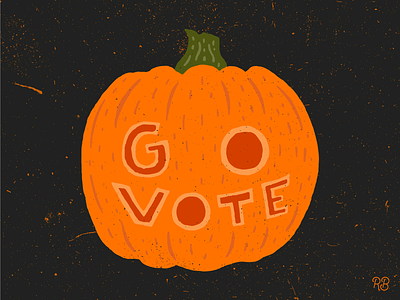 Go Vote Pumpkin design get out the vote go vote grunge hand drawn illustration lettering political pumpkin pumpkin carving texture typography vote