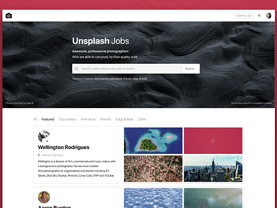 Unsplash Jobs jobs ui unsplash ux