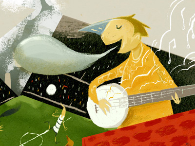 Singing the football blues banjo football illustration singing