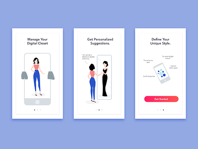 Onboarding illustrations fashion mirror onboarding style