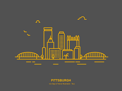 100 Days of Vector Illustration No.2 - Pittsburgh city illustration outline pittsburgh steelers