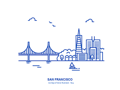 100 Days of Vector Illustration No.4 - San Francisco city golden gate bridge san francisco transamerica pyramid vector