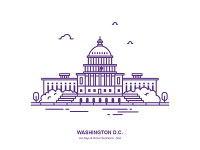 100 Days of Vector Illustration No.6 - Washington, D.C capitol city illustration outline us washington dc