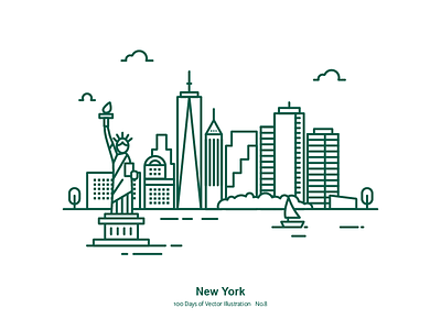 100 Days of Vector Illustration No.8 - NYC city illustration liberty new york nyc the statue of liberty us vector