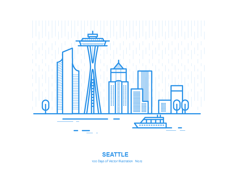 100 Days of Vector Illustration No.12 - Seattle city illustration seattle space needle us vector