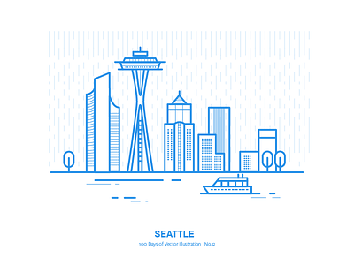 100 Days of Vector Illustration No.12 - Seattle city illustration seattle space needle us vector