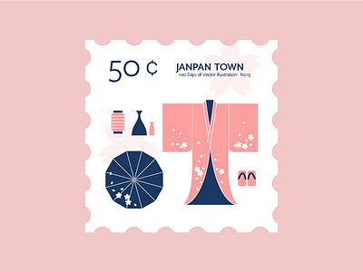 Japan Town geta japan kimono san francisco stamp