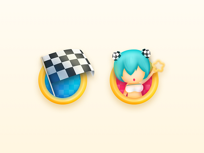 Icons for Racing Game flag girl icon