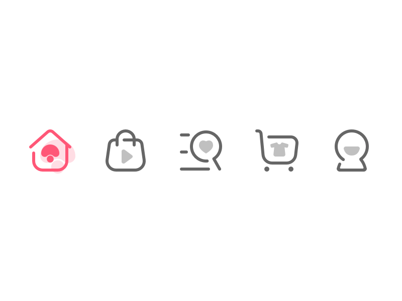 tab icon for MOGU Street app cart category home icon live mine