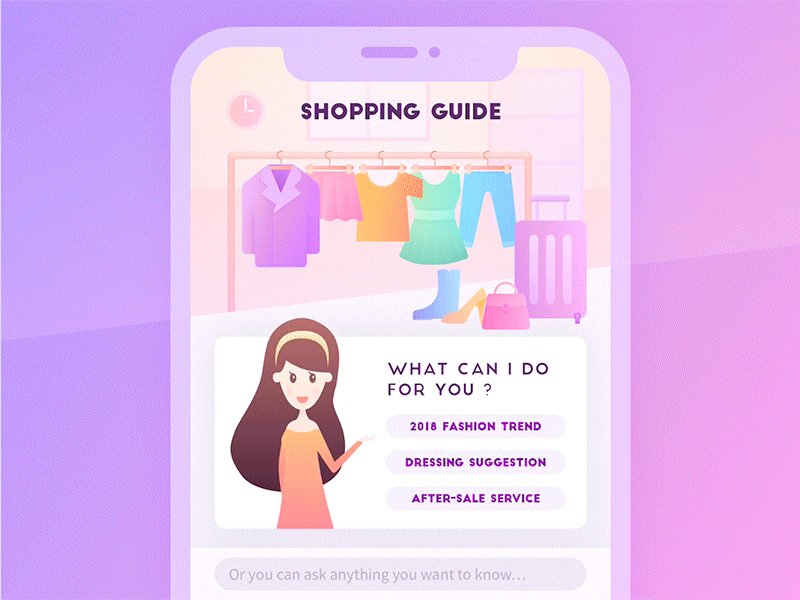 Fashion Consultant Concept design gif girl illustration message motion shopping suggestion