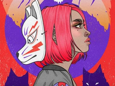 Masked Girl NFT design illustration