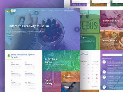 Children's Creativity Museum full site revamp children colors creativity critters gradient landing museum page revamp trending ui website