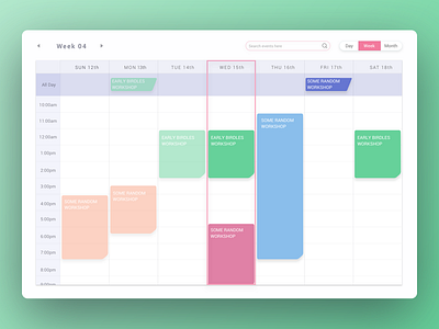 Calendar's week view for the previous shot calendar days events month multiple search ui ux week year