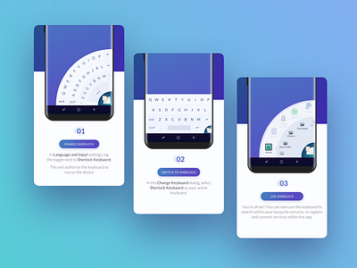 Onboarding UI - Shelock keyboard for android with in app actions android apps circular inapp keyboard onboarding round sherlock