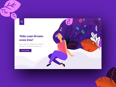 Day 01 (part 2) - Landing page using the last illustration. brush design gradient illustration landing page minimal ui web