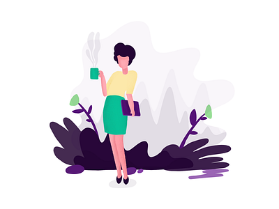 Day 08. - get a tutor anywhere in the world coffee girl illustration random tutor ui