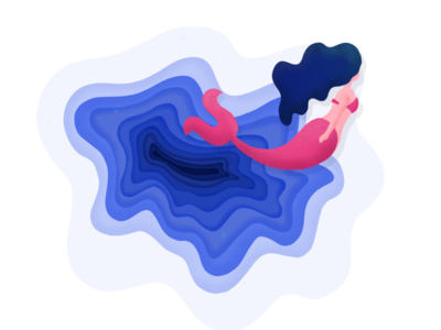 Day 10 - Mermaid with grain brush and depth effect blue depth graphic illustration mermaid minimal ocean shadow
