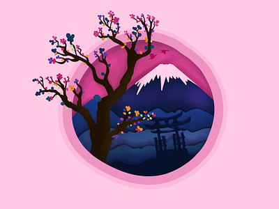 Day 14 - colorful illustration for the day. challenge colors graphic illustration mountain pink volcano