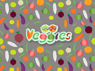 Happy Veggies illustration pattern textured design vector vegetables