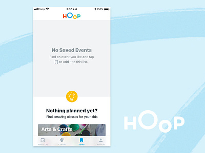 Hoop Saved Tab activity app app apps application blank blank state design hoop icon illustration ios kids state ui ui ux ux