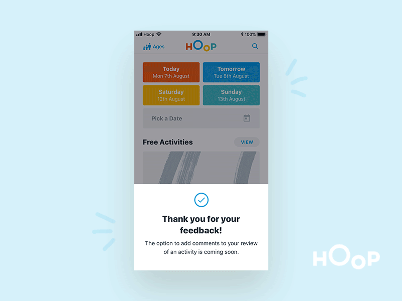 Hoop Thank You Animation activity animation app design hoop icon illustration ios kids logo micro animation microanimation pop up review reviews ui ux