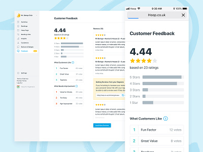 Hoop Customer Feedback Dashboard activity app customer dashboard data design feedback hoop ios kids rating ratings review reviews stars ui ux uxd web web app
