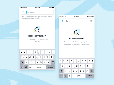 Hoop Empty States activity app children design empty states hoop icon illustration input ios kids results search search results searching typing ui user experience user interface ux