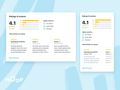 Hoop Reviews 🌟 app app design component component library design design system desktop flat fun hoop kids minimal minimalism mobile review reviews ui ux uxui web