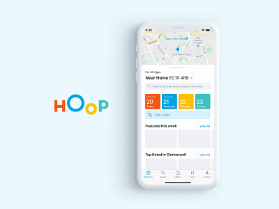 Hoop Map 🗺 activity animation app children childrens datepicker days design event events finder homepage hoop ios kids search search bar ui ux workshop
