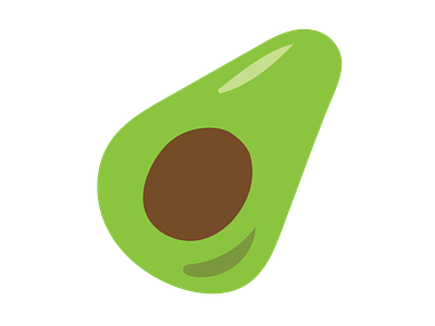 Half of cute flat avocado