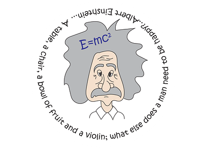 Caricature of Albert Einstein adobe illustrator caricature cute design einstein flat formula funny graphic design grey hair illustration science scientist