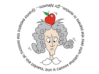 Funny scientist Isaac Newton with an apple on his head adobe illustrator apple cute design falls flat funny graphic design illustration newton red science scientist vector