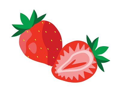 Sweet red strawberry adobe illustrator berry cute design flat fresh fruit funny graphic design half illustration red strawberries sweet vector whole