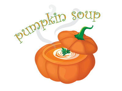 Hot tasty Pumpkin Soup in a pumpkin adobe illustrator cream cute design flat funny graphic design illustration orange parsley pumpkin pumpkin soup steam vector