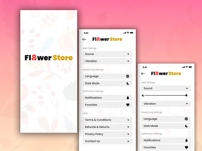 Flower Store App Settings flower store settings flower store settings design settings settings ui settings ux