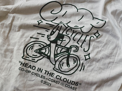 Head in the clouds art direction bike co-op cycle cycling cyclist design illustration merch strava type typography