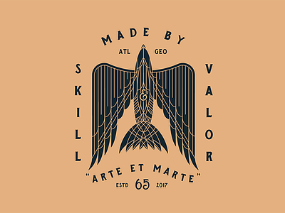 "Arte et Marte" by skill and valor animal bird icon illustration lock up logo typography