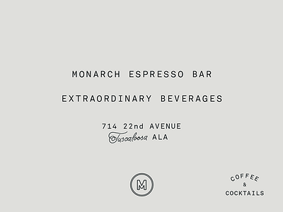 matchbook specimens coffee espresso logo m monarch mono type
