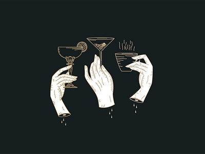 Hand Illustrations for Monarch branding cocktails coffee hands illustration monarch