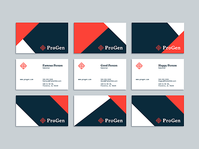 Business Cards for Progen branding flooring logo pattern stationery type