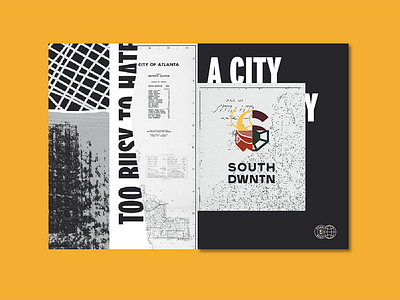 Brand exploration for SDT atlanta branding collage identity place south downtown type