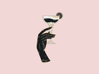 Illustration from Monarch Back in the day amputation black branding cocktail gold hand illustration vis