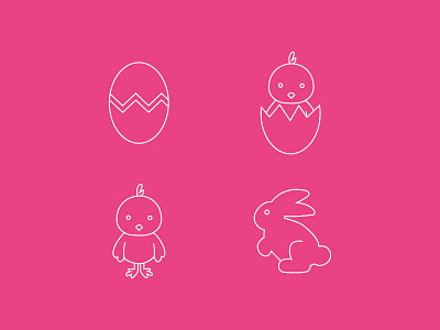 Happy easter bunny chick easter egg graphic icons linear pink sunday