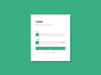 CMS Login screen cms green icon login system ui ux