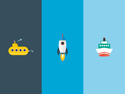 ROCKET SUBMARINE SHIP design graphic icon icons illustration rocket ship submarine tech web