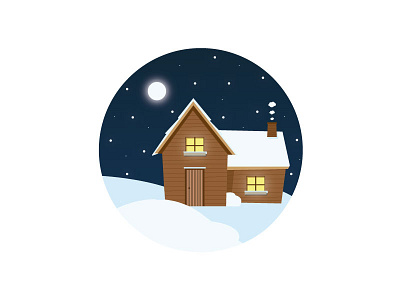 Little snow cabin art cabin colour drawing house illustration illustrator night snowy swatches vector