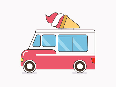 Ice cream truck art design drawing flat graphic icecream illustration swatches truck van vehicle