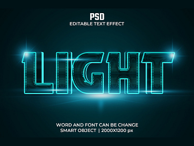 Light editable 3D text effect 3d 3d text blue download download link editable text effect glow graphic design graphic style light mockup neon psd space techno technology text effect typeface typography