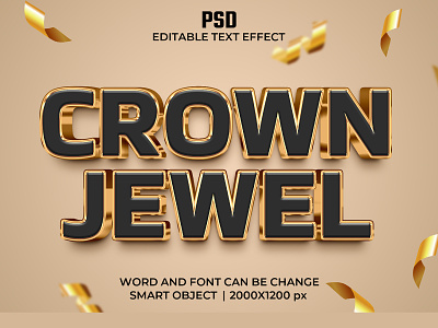 Luxury golden Editable 3D text effect 3d text effect crown elegant gold golden graphic design king luxury mockup queen